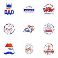 Happy Fathers Day Greeting Card 9 Blue and red Happy fathers day card vintage retro type font Editable Vector Design Elements