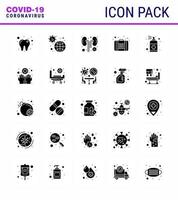 Coronavirus Prevention Set Icons 25 Solid Glyph icon such as hand spray disease medicine first aid viral coronavirus 2019nov disease Vector Design Elements