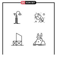 Stock Vector Icon Pack of 4 Line Signs and Symbols for lights baywatch smart red lifeguard Editable Vector Design Elements