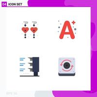 Mobile Interface Flat Icon Set of 4 Pictograms of custom earrings travel a school speaker Editable Vector Design Elements