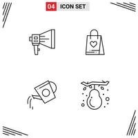 Set of 4 Modern UI Icons Symbols Signs for announce gift marketing tool water tank Editable Vector Design Elements