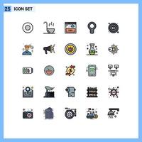 Mobile Interface Filled line Flat Color Set of 25 Pictograms of man box style diet wind Editable Vector Design Elements
