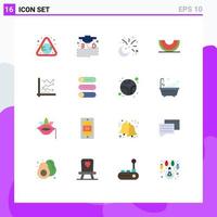 16 User Interface Flat Color Pack of modern Signs and Symbols of slice fruit moon food fireworks Editable Pack of Creative Vector Design Elements