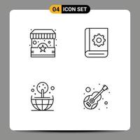 4 Thematic Vector Filledline Flat Colors and Editable Symbols of ecommerce earth stand help world Editable Vector Design Elements