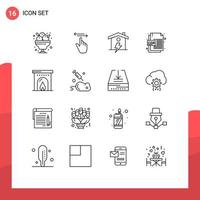 16 Universal Outline Signs Symbols of file format cdr format left cdr file enrgy Editable Vector Design Elements