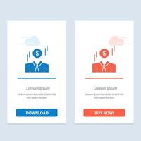 Businessman Dollar Man Money  Blue and Red Download and Buy Now web Widget Card Template vector