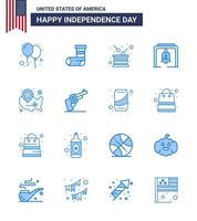 Happy Independence Day USA Pack of 16 Creative Blues of map christmas bell day bell independence Editable USA Day Vector Design Elements