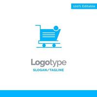 carro compras envío artículo tienda azul sólido logotipo plantilla lugar para eslogan vector