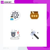 Pictogram Set of 4 Simple Flat Icons of coding festival process sand plug Editable Vector Design Elements