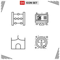 4 Icons Line Style Grid Based Creative Outline Symbols for Website Design Simple Line Icon Signs Isolated on White Background 4 Icon Set Creative Black Icon vector background