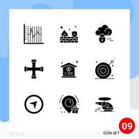 conjunto de 9 iconos de ui modernos símbolos signos para construcción de garaje de pared de transporte de dólares y herramientas elementos de diseño vectorial editables vector