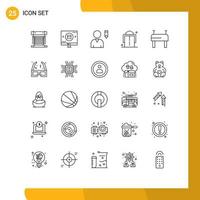 Mobile Interface Line Set of 25 Pictograms of sport girdle shopping fashion user Editable Vector Design Elements