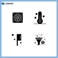 Modern Set of 4 Solid Glyphs and symbols such as computer preparation air thermometer filter Editable Vector Design Elements