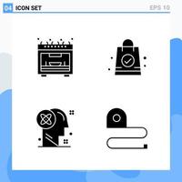 Modern 4 solid style icons Glyph Symbols for general use Creative Solid Icon Sign Isolated on White Background 4 Icons Pack Creative Black Icon vector background