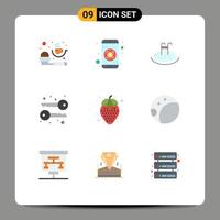 Pack of 9 Modern Flat Colors Signs and Symbols for Web Print Media such as backside healthy food pool diet food keys Editable Vector Design Elements