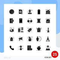 Modern Set of 25 Solid Glyphs and symbols such as file energy carpenter electricity battery Editable Vector Design Elements