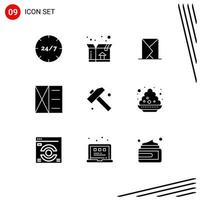 9 Thematic Vector Solid Glyphs and Editable Symbols of construction man email fashion sent Editable Vector Design Elements