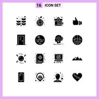Solid Glyph Pack of 16 Universal Symbols of door solution free hand business Editable Vector Design Elements