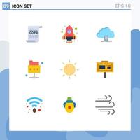 9 Universal Flat Colors Set for Web and Mobile Applications sun holiday access folder network Editable Vector Design Elements