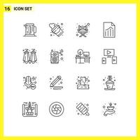 16 User Interface Outline Pack of modern Signs and Symbols of gems sheet camp report file Editable Vector Design Elements