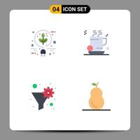 Pack of 4 Modern Flat Icons Signs and Symbols for Web Print Media such as bio filter green coffee gear filter Editable Vector Design Elements