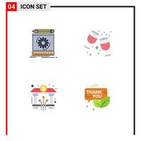 Modern Set of 4 Flat Icons Pictograph of draft bank prototype drink blockchain Editable Vector Design Elements