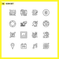 Pictogram Set of 16 Simple Outlines of wireless multimedia tools communication shopping Editable Vector Design Elements