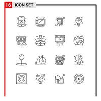 16 Thematic Vector Outlines and Editable Symbols of finance business usb wifi internet of things Editable Vector Design Elements