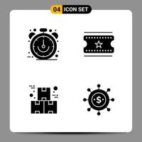 4 Black Icon Pack Glyph Symbols Signs for Responsive designs on white background 4 Icons Set Creative Black Icon vector background