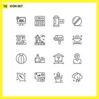 16 Creative Icons Modern Signs and Symbols of bowler ball arts roll film Editable Vector Design Elements