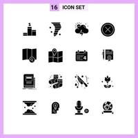 Set of 16 Modern UI Icons Symbols Signs for map remove storm exit close Editable Vector Design Elements