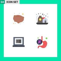 Modern Set of 4 Flat Icons and symbols such as food laptop asset care cancer Editable Vector Design Elements