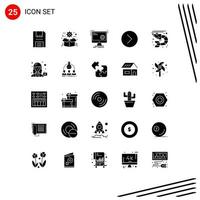 Set of 25 Modern UI Icons Symbols Signs for media player next package progress function Editable Vector Design Elements