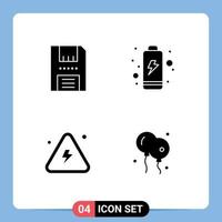 4 Universal Solid Glyphs Set for Web and Mobile Applications devices danger floppy charging highly Editable Vector Design Elements