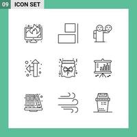 paquete de iconos de vector de stock de 9 signos y símbolos de línea para elementos de diseño de vector editables de puntero de bolso de mano de caramelo de regalo