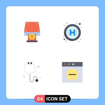 Modern Set of 4 Flat Icons and symbols such as dvd stethoscope disk rom hospital delete Editable Vector Design Elements