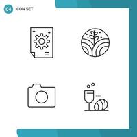 Vector Pack of 4 Outline Symbols Line Style Icon Set on White Background for Web and Mobile Creative Black Icon vector background