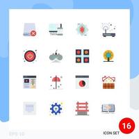 16 User Interface Flat Color Pack of modern Signs and Symbols of power point education network access Editable Pack of Creative Vector Design Elements