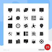 Pack of 25 creative Solid Glyphs of sales chart garden talk communication Editable Vector Design Elements