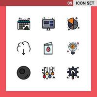 Set of 9 Modern UI Icons Symbols Signs for card multimedia chart download cloud Editable Vector Design Elements