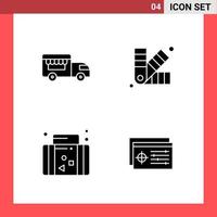 4 Icon Pack Solid Style Glyph Symbols on White Background Simple Signs for general designing Creative Black Icon vector background