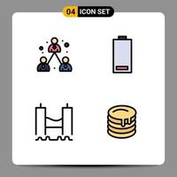 Set of 4 Modern UI Icons Symbols Signs for business bridge modern electricity harbor Editable Vector Design Elements