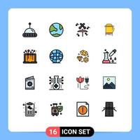 Mobile Interface Flat Color Filled Line Set of 16 Pictograms of media hardware drum cold microwave Editable Creative Vector Design Elements