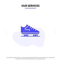 Our Services Boot Ice Skate Skates Skating Solid Glyph Icon Web card Template vector