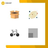 4 Thematic Vector Flat Icons and Editable Symbols of box travel astronomy bicycle view Editable Vector Design Elements