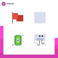 Pack of 4 Modern Flat Icons Signs and Symbols for Web Print Media such as country electronic control player ram Editable Vector Design Elements