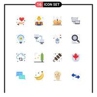 Pack of 16 creative Flat Colors of technology laptop box business solution Editable Pack of Creative Vector Design Elements