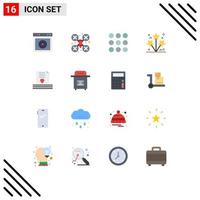 16 Flat Color concept for Websites Mobile and Apps invitation spark drone robot party firework Editable Pack of Creative Vector Design Elements