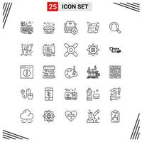 25 Icons Line Style Grid Based Creative Outline Symbols for Website Design Simple Line Icon Signs Isolated on White Background 25 Icon Set Creative Black Icon vector background
