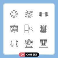 Universal Icon Symbols Group of 9 Modern Outlines of column school target presentation weight Editable Vector Design Elements